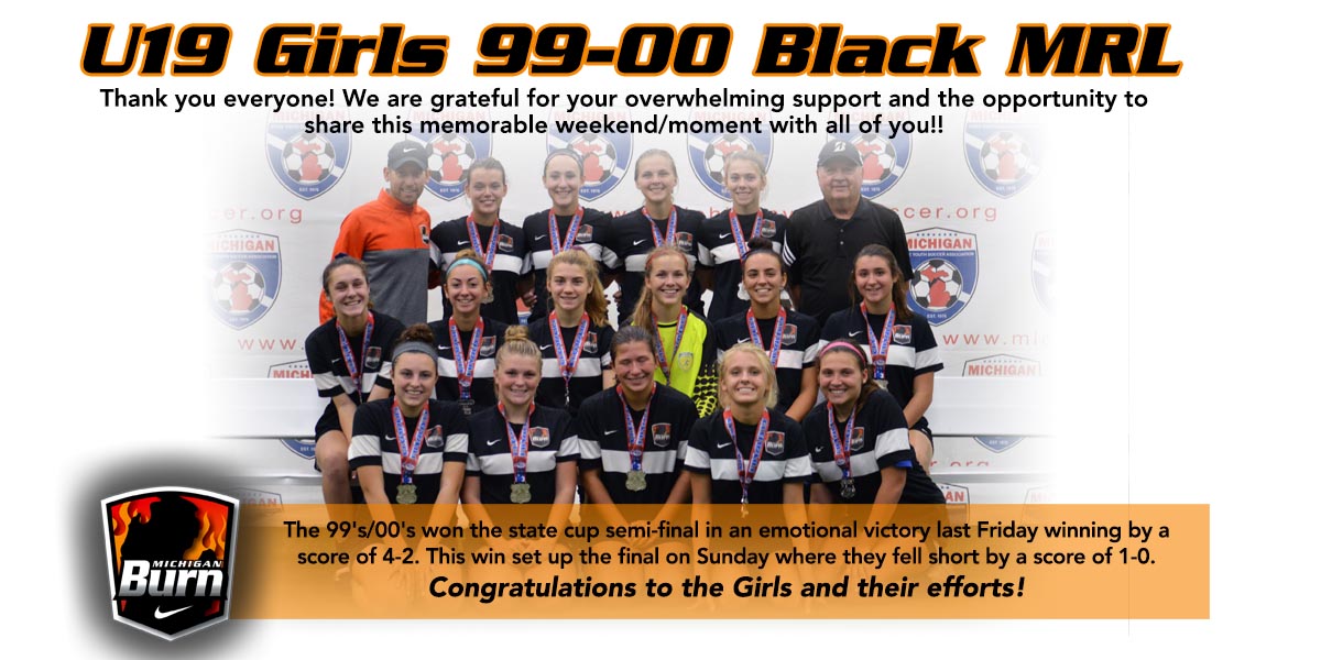 U19 Girls 99-00 Black MRL Runners Up at State Cup Finals!